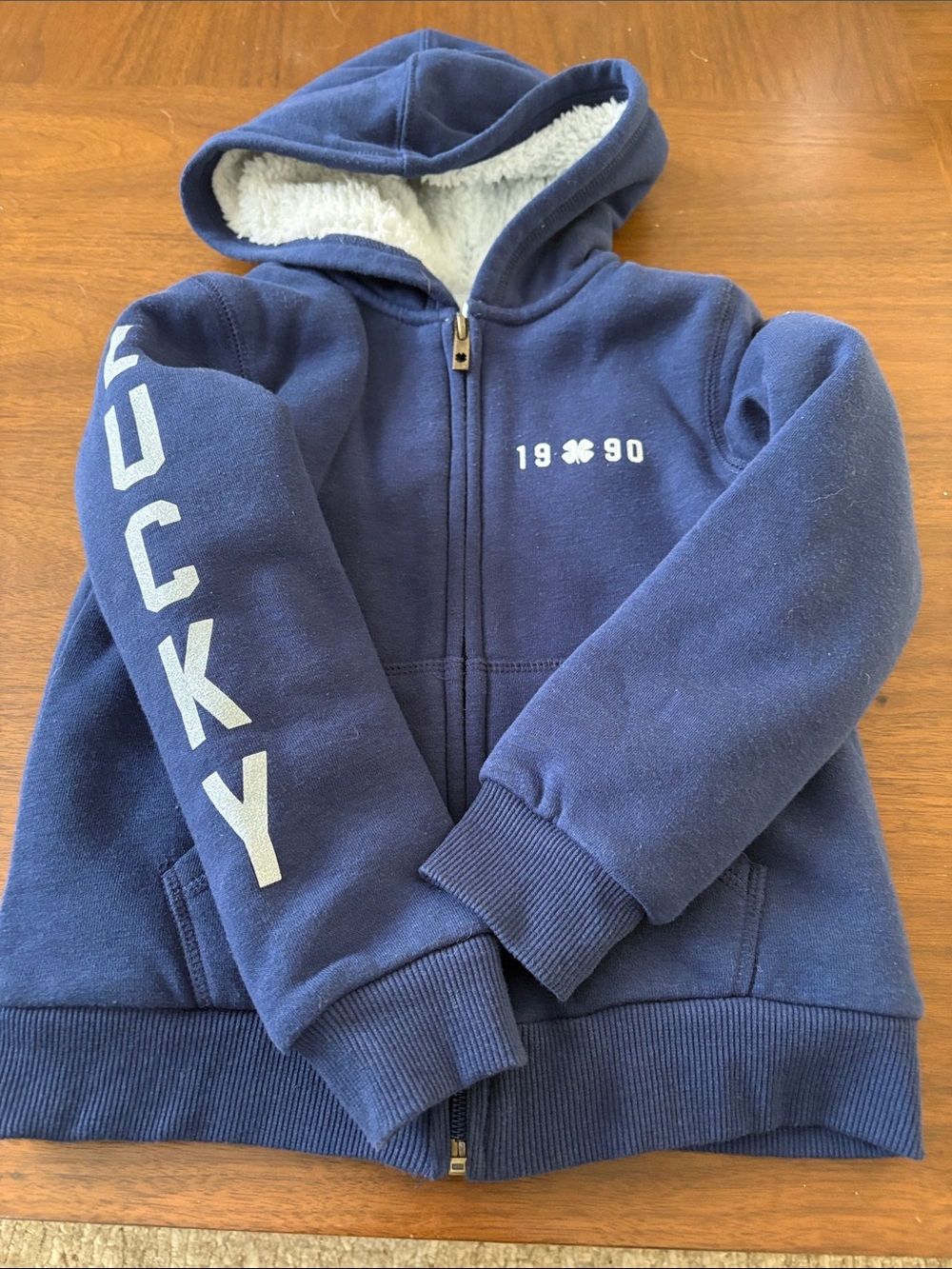 Lucky Brand Navy Hooded Zip Sweatshirt with White Sherpa Lining